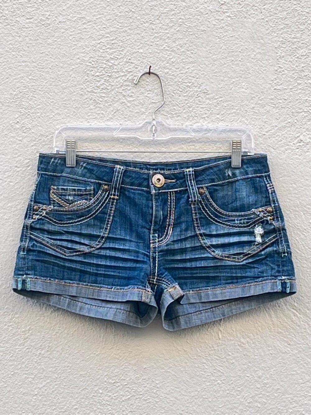 Vintage Y2K Hydraulic Bailey Embroidered Denim Low Rise Micro Shorts Small